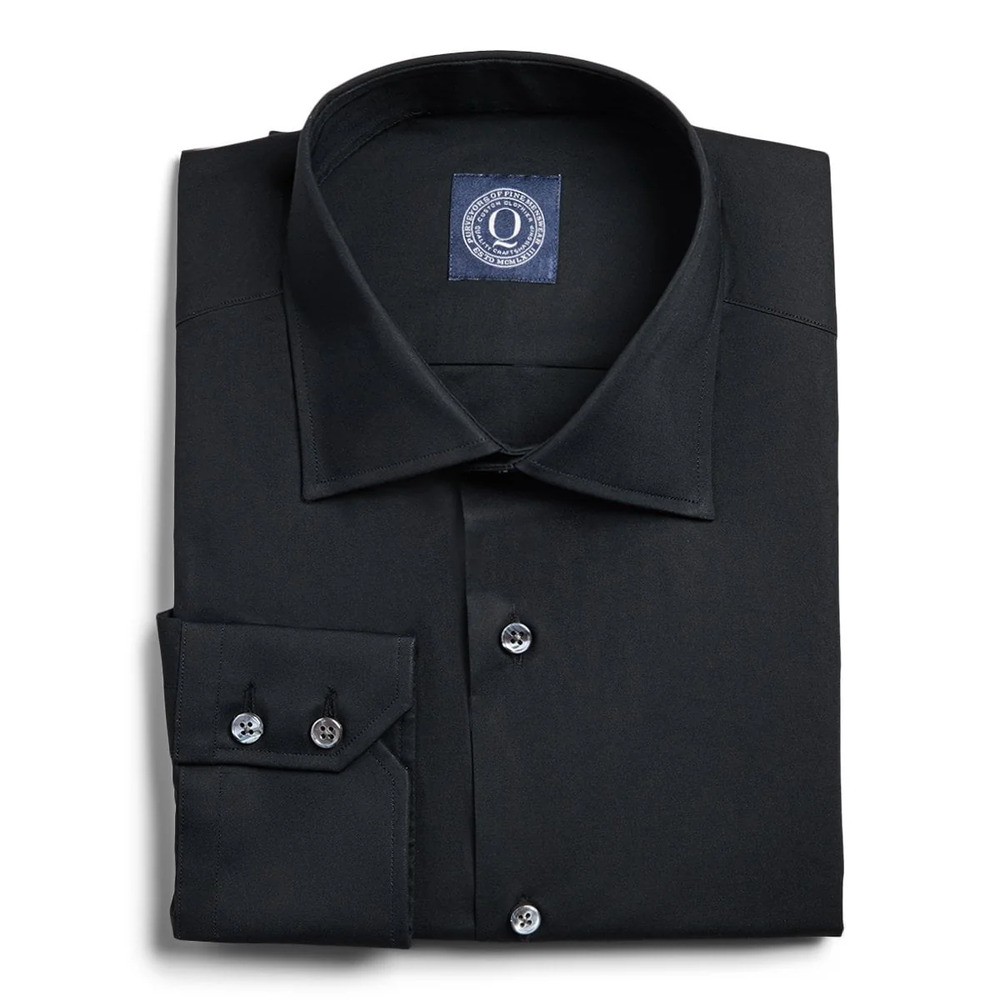 Q Clothier Mens Cotton Broadcloth Buttondown Shirt in Black-Size Small